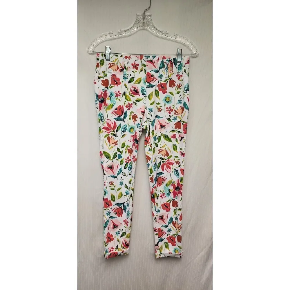 Time and Tru Jegging Capri Women's White Floral Small 4-6 - Picture 3 of 8
